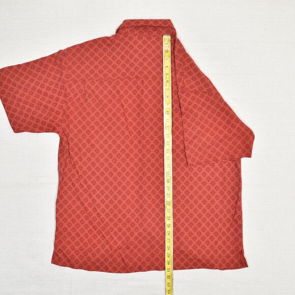 Linea Rosso Men's Button Down Shirt Geometric 100% Silk Red Size 2XL Signature - Picture 6 of 8